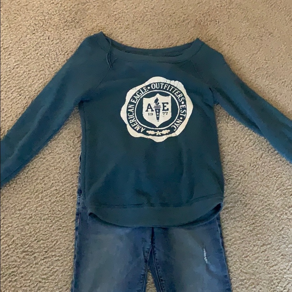 H&M jeans and American eagle long sleeved sweater